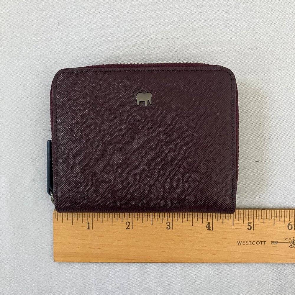 Mywalit Small Zip Around Wallet, Saffiano Leather, Wine Purple